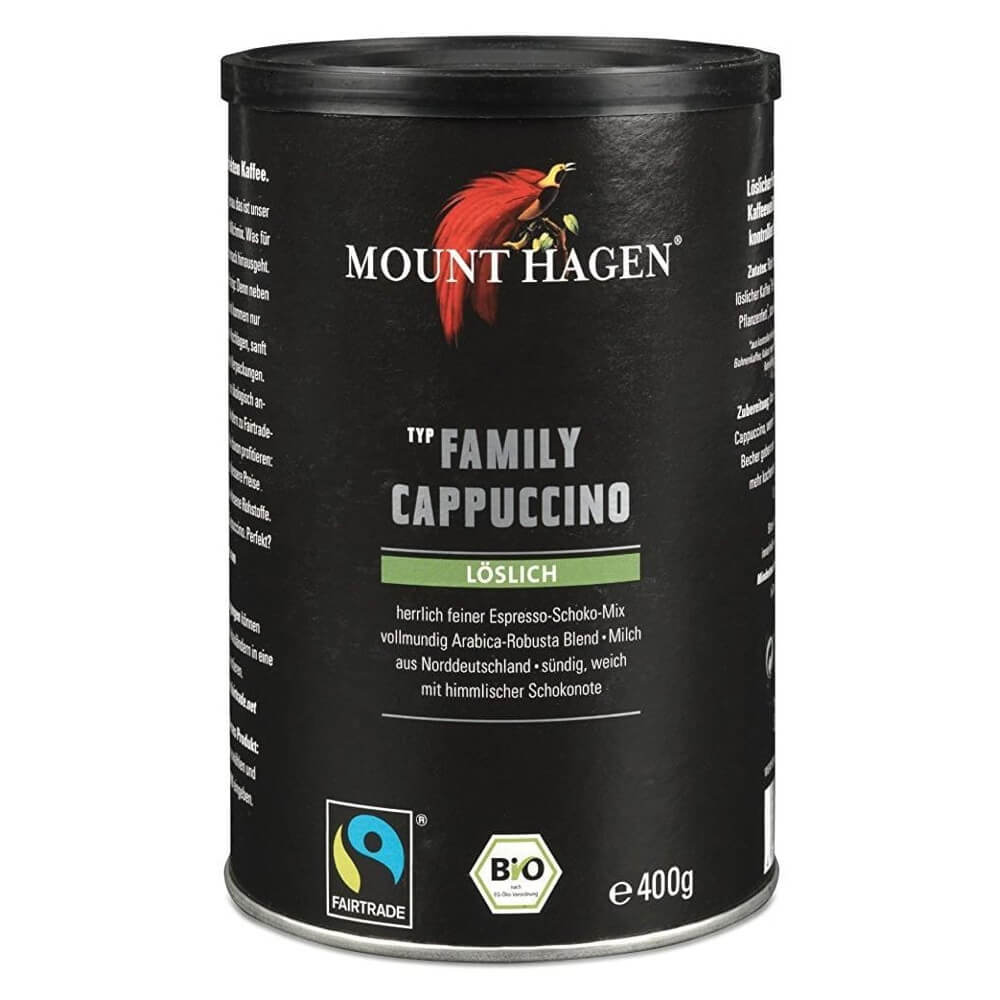 Cappuccino famille café équitable BIO 400 g - MOUNT HAGEN – biogo.fr