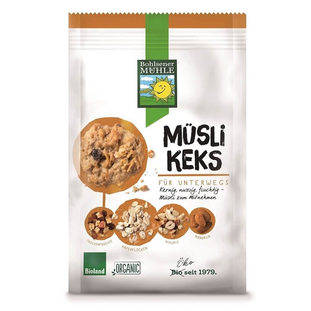 Biscuits muesli d'avoine aux noix et fruits BIO 150 g - BOHLSENER MUEHLE