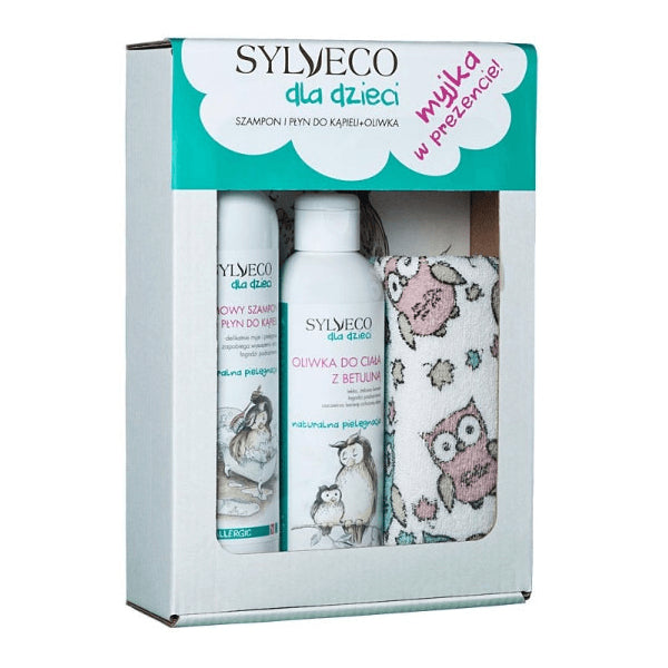 Coffret enfant avec gant de toilette + après-shampooing à la bétuline + shampoing crémeux et lait de bain SYLVECO