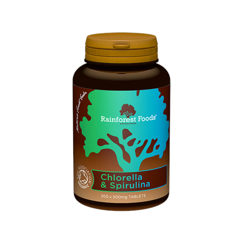 Chlorelle 250 MG & spiruline 250 MG BIO 300 comprimés RAINFOREST FOODS