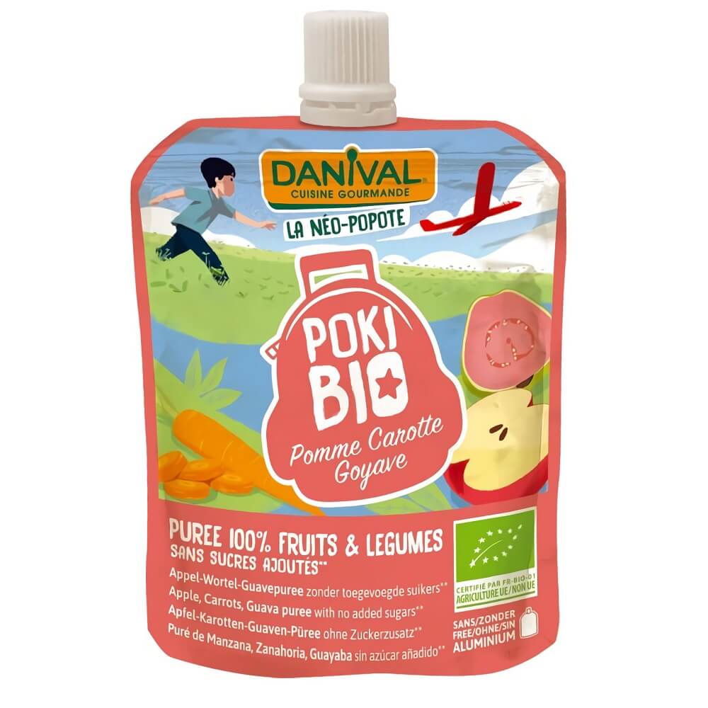 Purée pomme - carotte - goyave 100% fruit sans sucre ajouté BIO 90 g - DANIVAL