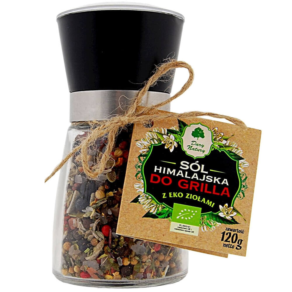 Sel de l'Himalaya en moulin aux herbes BIO pour le grill 120 g - CADEAUX DE LA NATURE