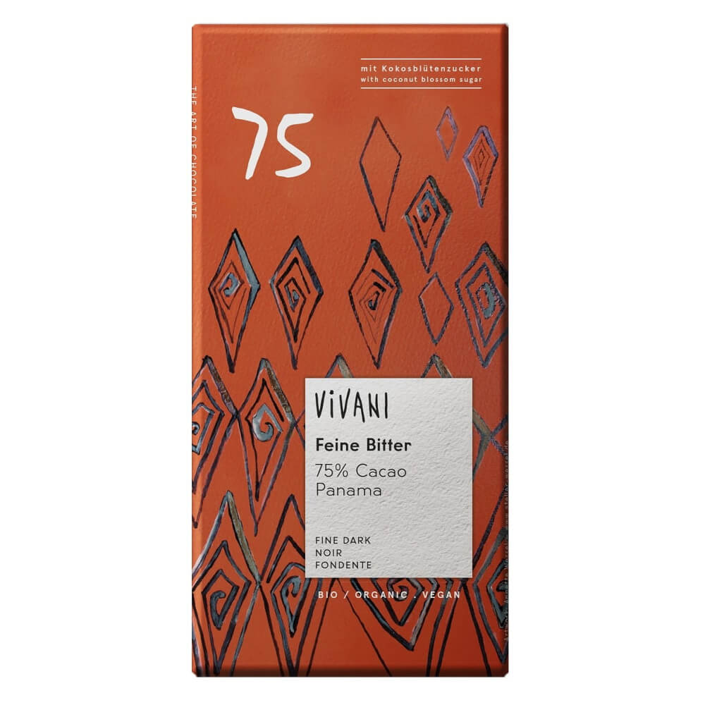Chocolat amer 75% cacao BIO 80 g - VIVANI
