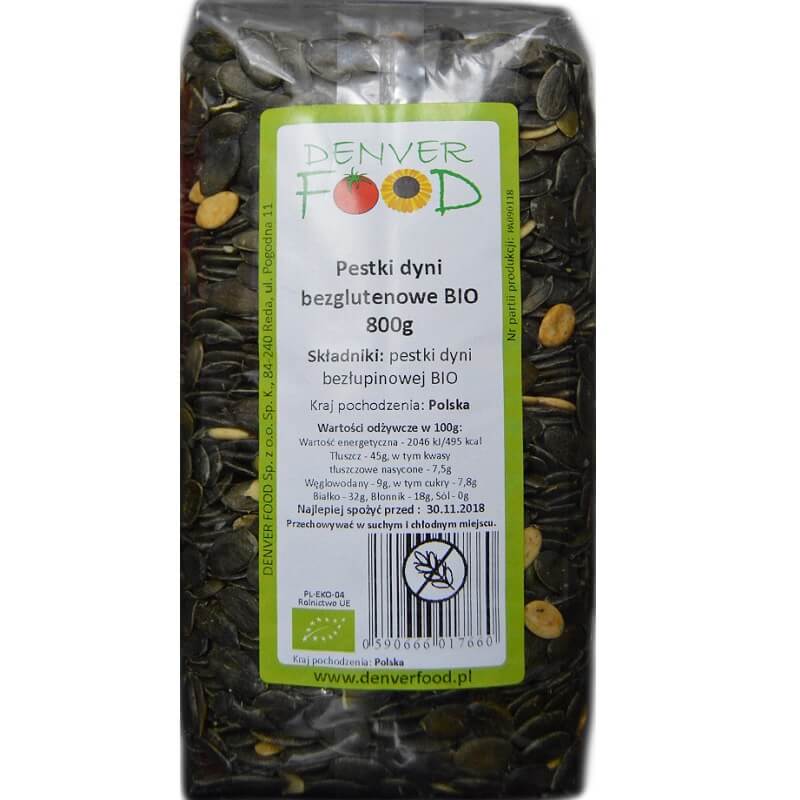 Graines de courge sans gluten BIO 800g DENVER FOOD