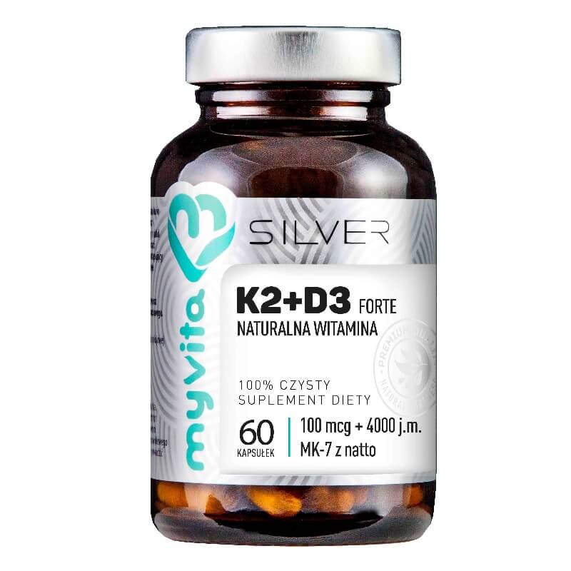 K2 + D3 FORTE 100mcg K2 + 4000j.m. D3 60 gélules MYVITA ARGENT PUR