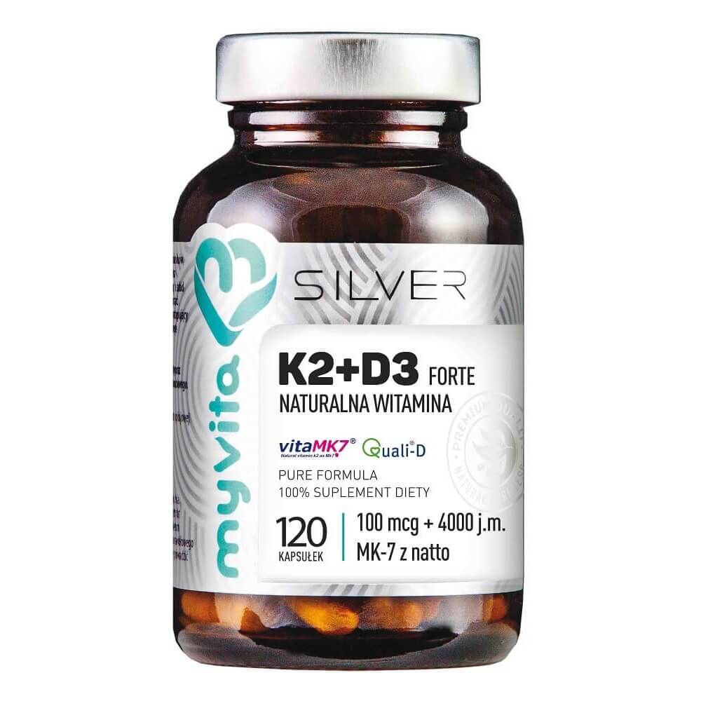 K2 + D3 FORTE 100mcg K2 + 4000j.m. D3 120 gélules MYVITA ARGENT PUR