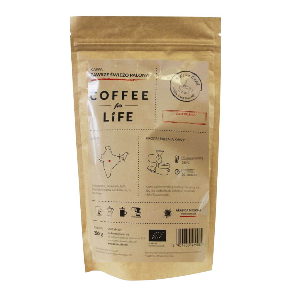 Café moulu 100% arabica, inde BIO 200 g - ALE EKO CAFE