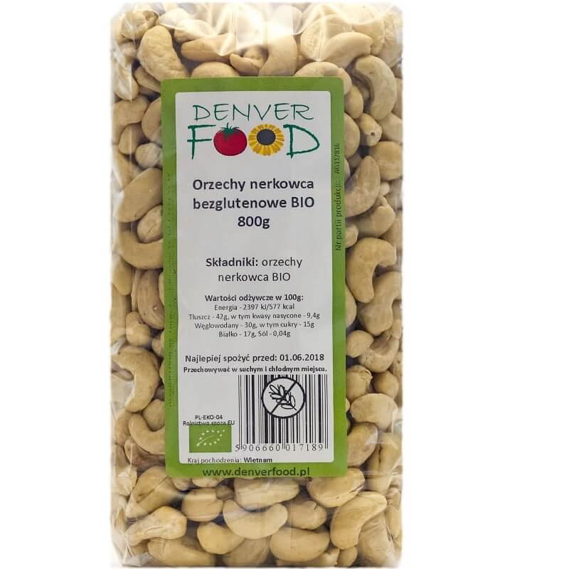 Noix de cajou sans gluten BIO 800g DENVER FOOD