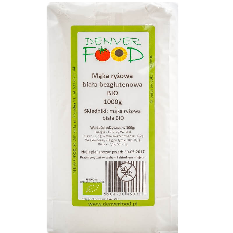 Farine de riz sans gluten BIO 1000g DENVER FOOD