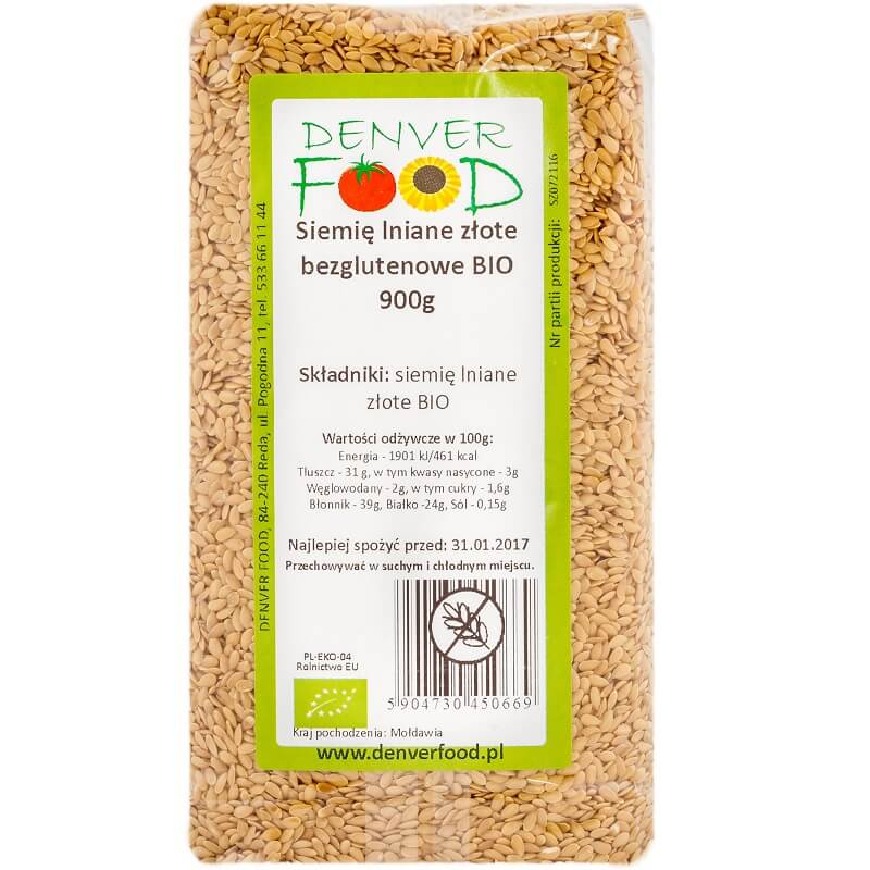 Graines de lin dorées sans gluten BIO 900g DENVER FOOD