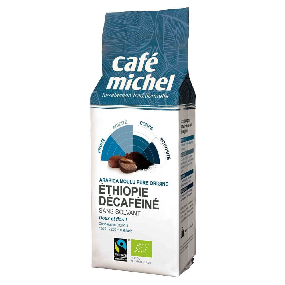 Café moulu arabica décaféiné ethiopia commerce équitable BIO 250 g - CAFE MICHEL