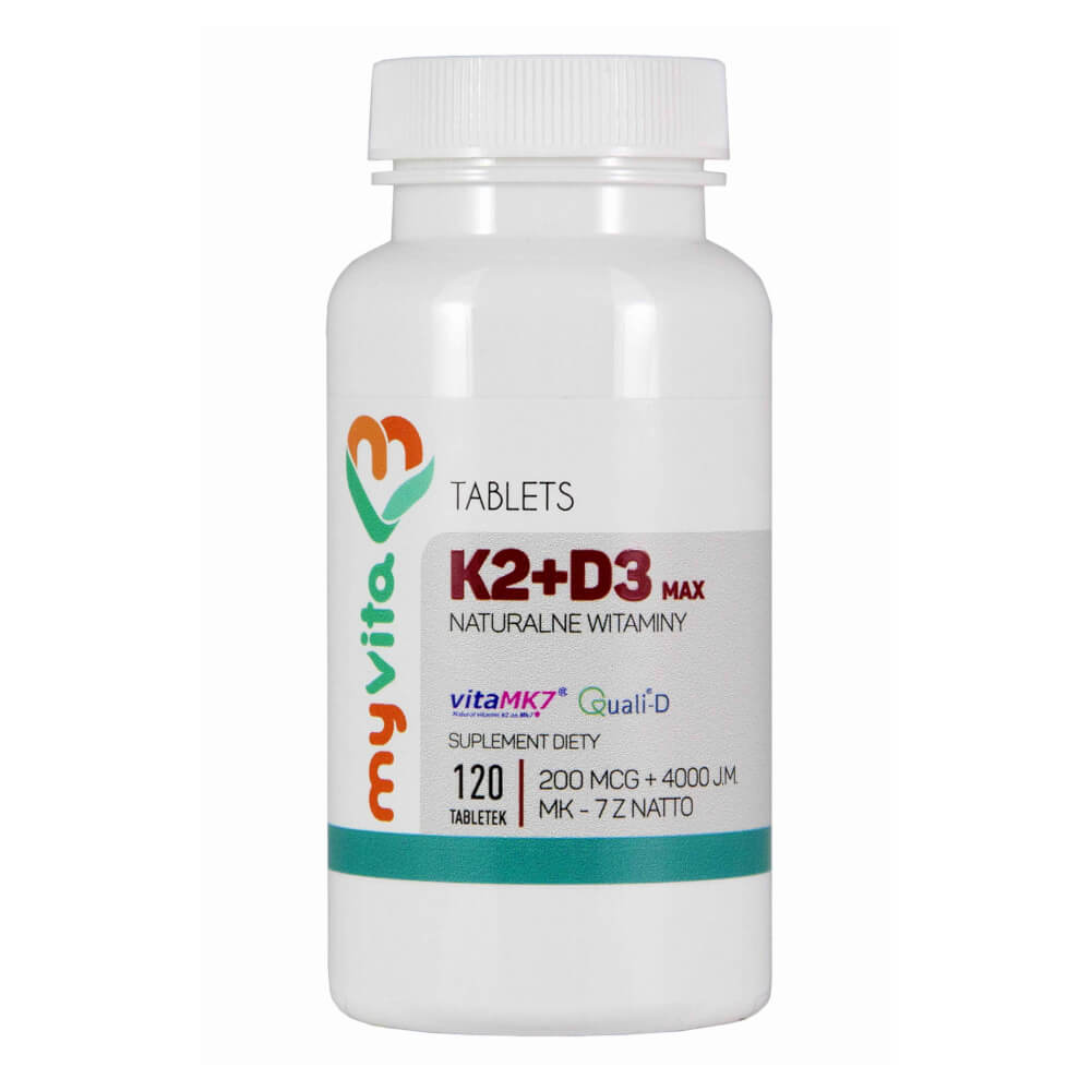 Vitamine K2 MK - 7 K2MK7 max 200mcg + D3 4000iu 120 comprimés MYVITA