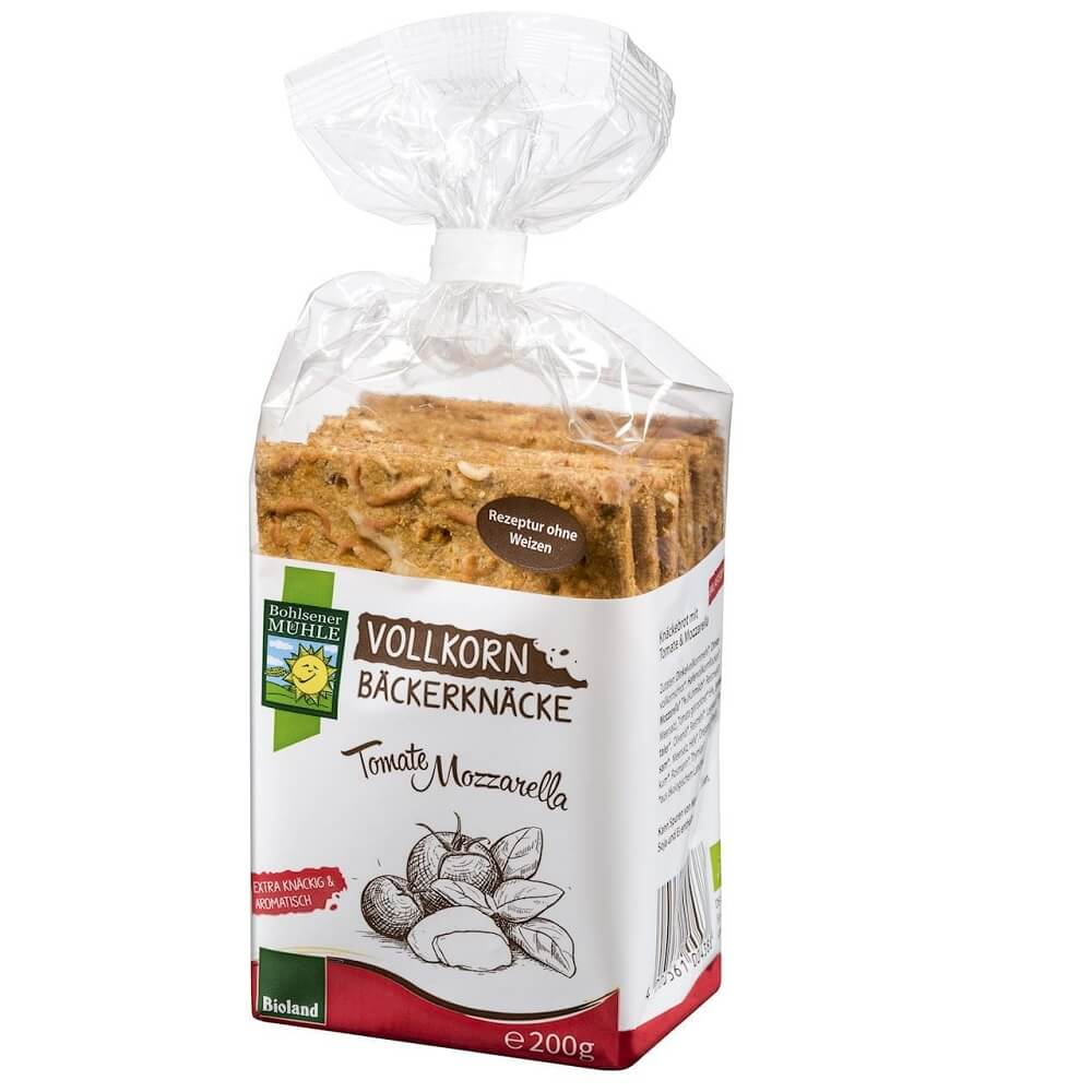 Pain croustillant aux tomates et mozzarella BIO 200 g - BOHLSENER MUEHLE