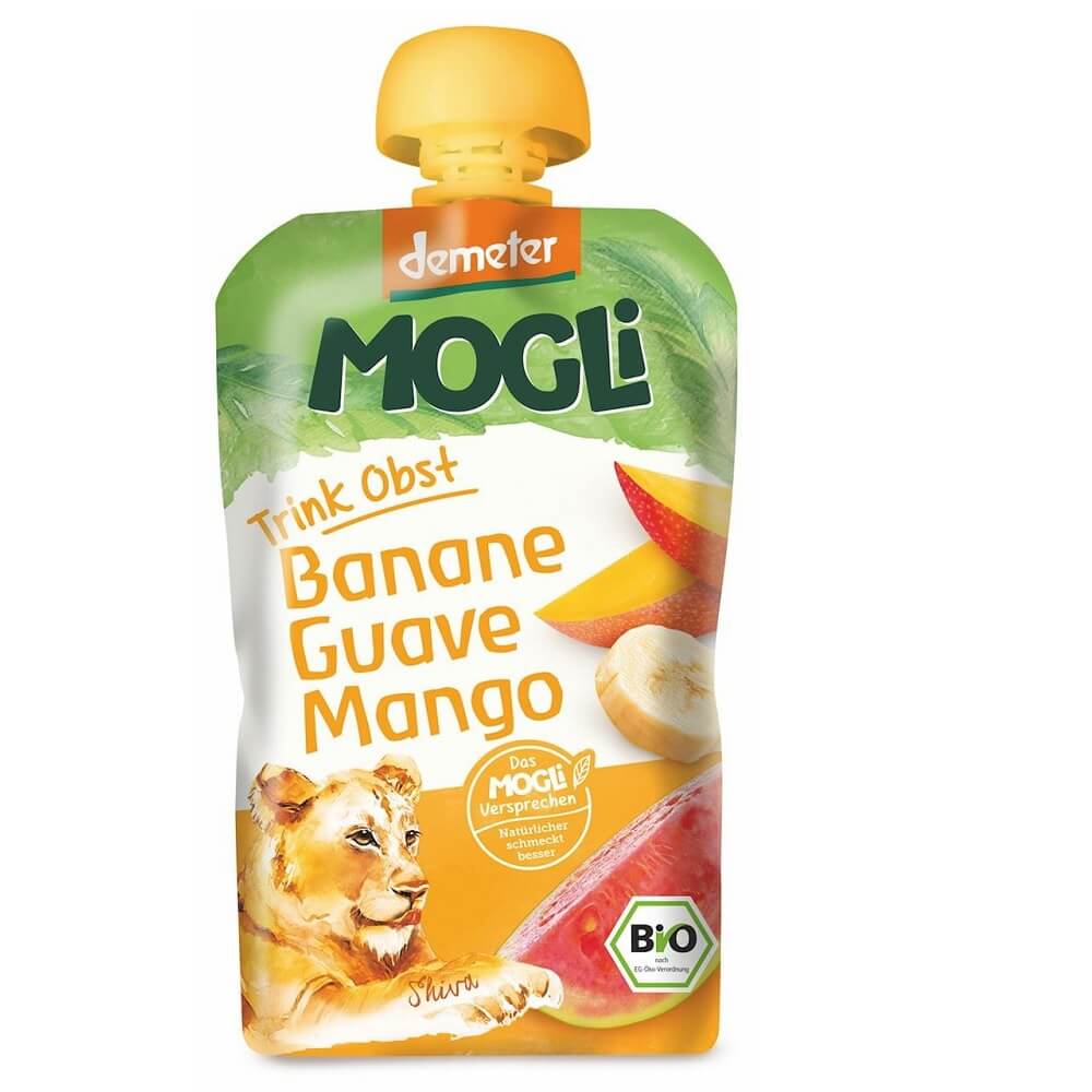 Moothie - purée de banane à la goyave et à la mangue 100% fruit sans sucre ajouté BIO 100 g - MOGLI