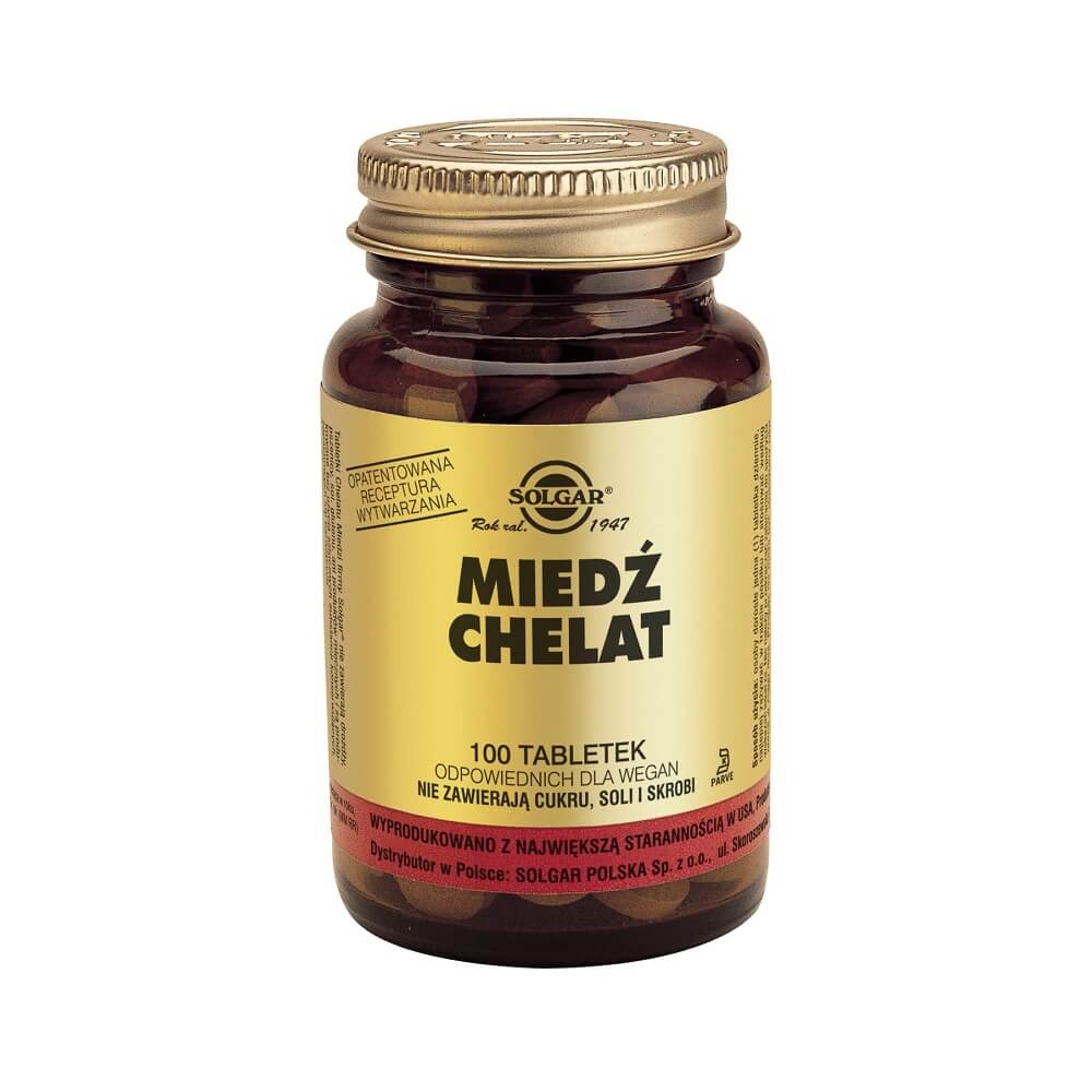Chélate d'acides aminés de cuivre 2500 µg 100 comprimés SOLGAR