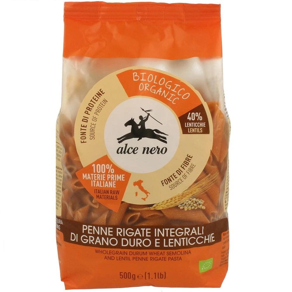 Pâtes (semoule aux lentilles corail) penne BIO 500 g - ALCE NERO