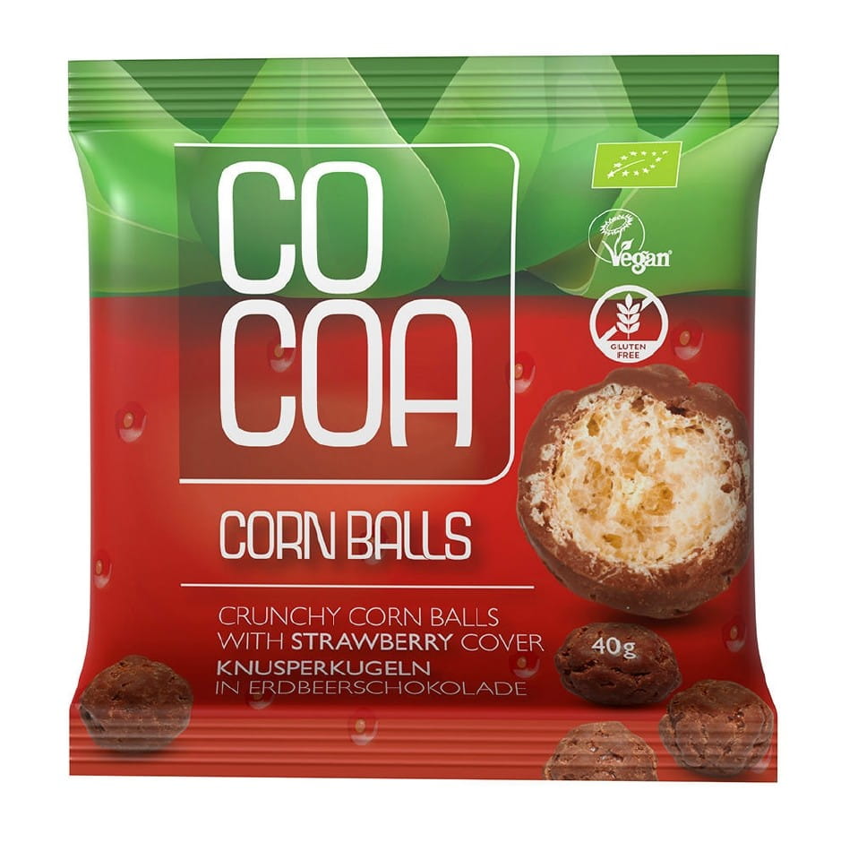 Chips de maïs enrobées de fraise sans gluten BIO 40 g - CACAO