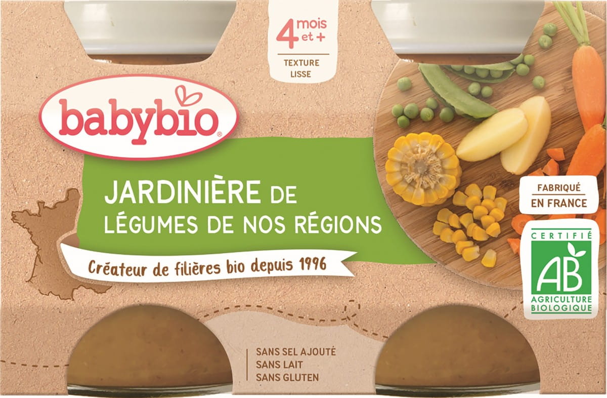 Purée de légumes du jardin dès 4 mois BIO sans gluten 2x130 g BABYBIO