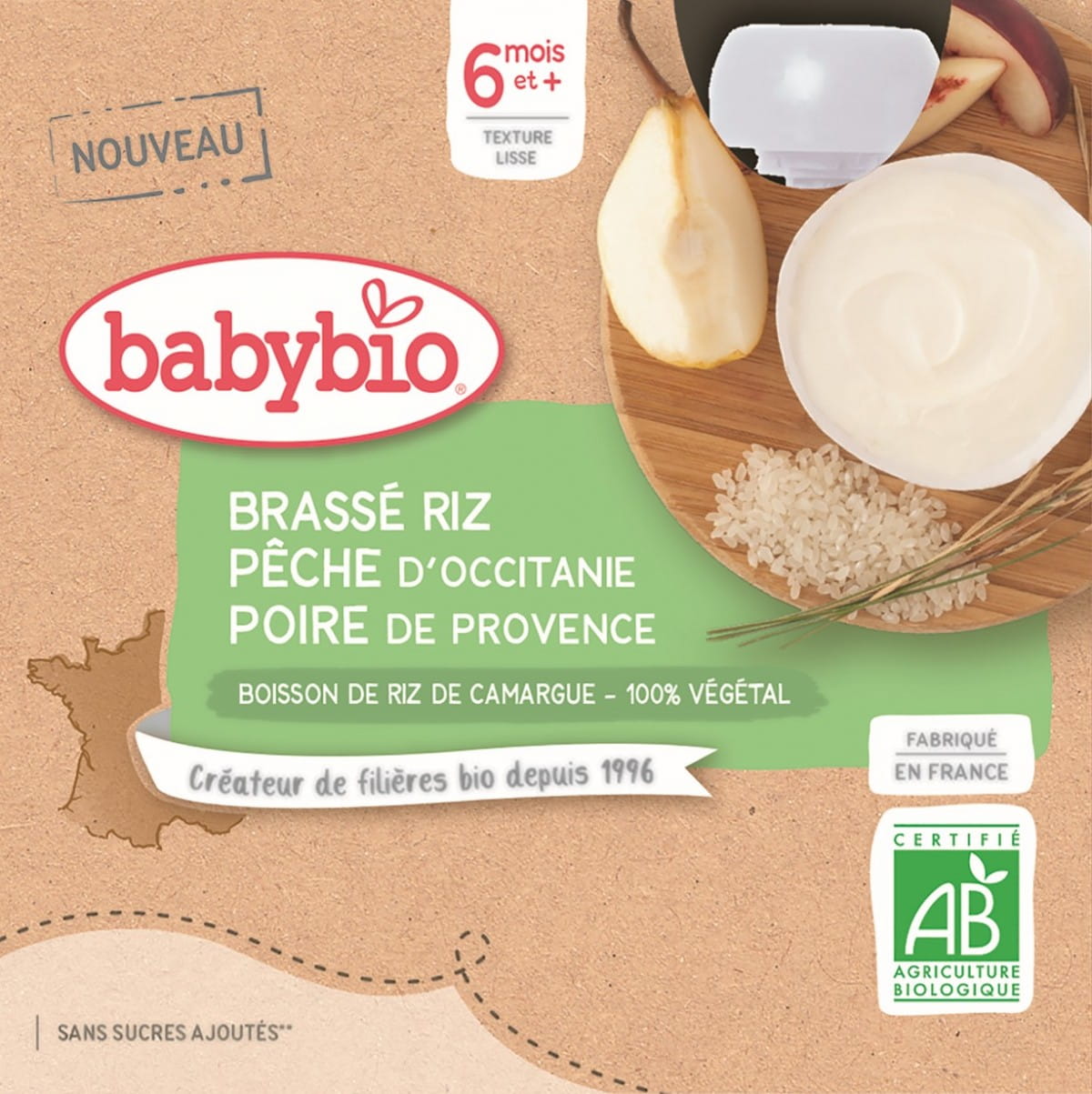 Dessert aux fruits avec boisson au riz dès 6 mois BIO 4x85 g BABYBIO