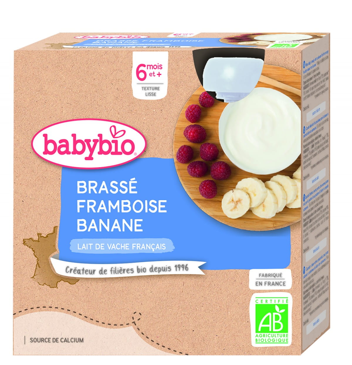 Yaourt dessert framboise-banane dès 6 mois BIO 4x85 g BABYBIO