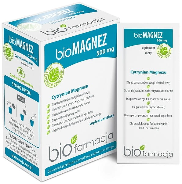 Magnésium 500 MG 20 sachets - BIOPHARMATION