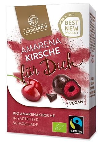 Cerises amarena lyophilisées au chocolat noir équitable sans gluten BIO 90 g - LANDGARTEN