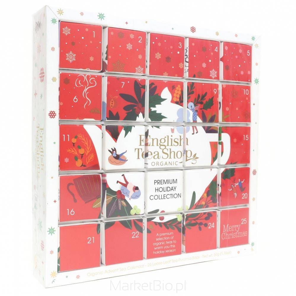 Service à thé de Noël Calendrier de l'Avent rouge (25x2) BIO 50 g ENGLISH TEA SHOP