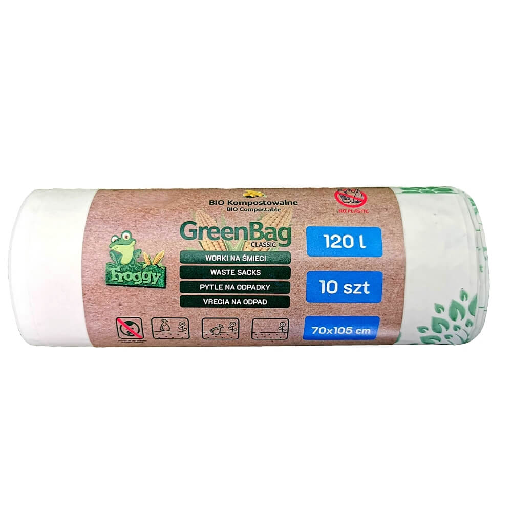 Sacs poubelles BIO et mixtes (compostables) 120 L 10 pcs - FROGGY
