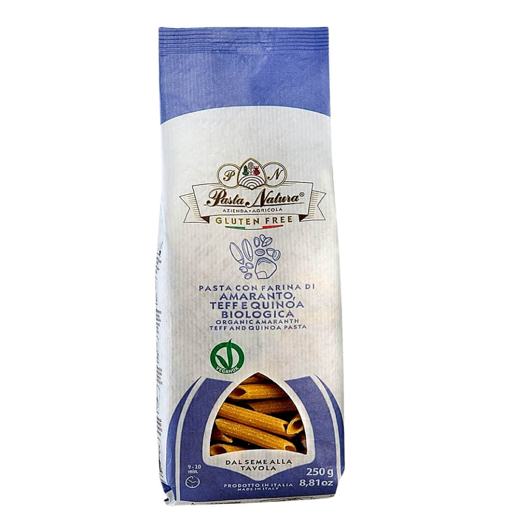 Pâtes (maïs - riz au teff d'amarante et quinoa) penne sans gluten BIO 250 g - NATURA PASTE