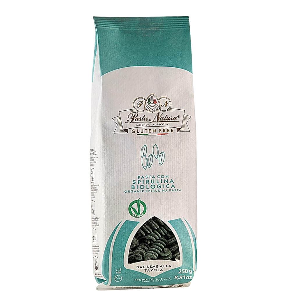 Pâtes (riz complet à la spiruline) fusilli sans gluten BIO 250 g - NATURA PASTA