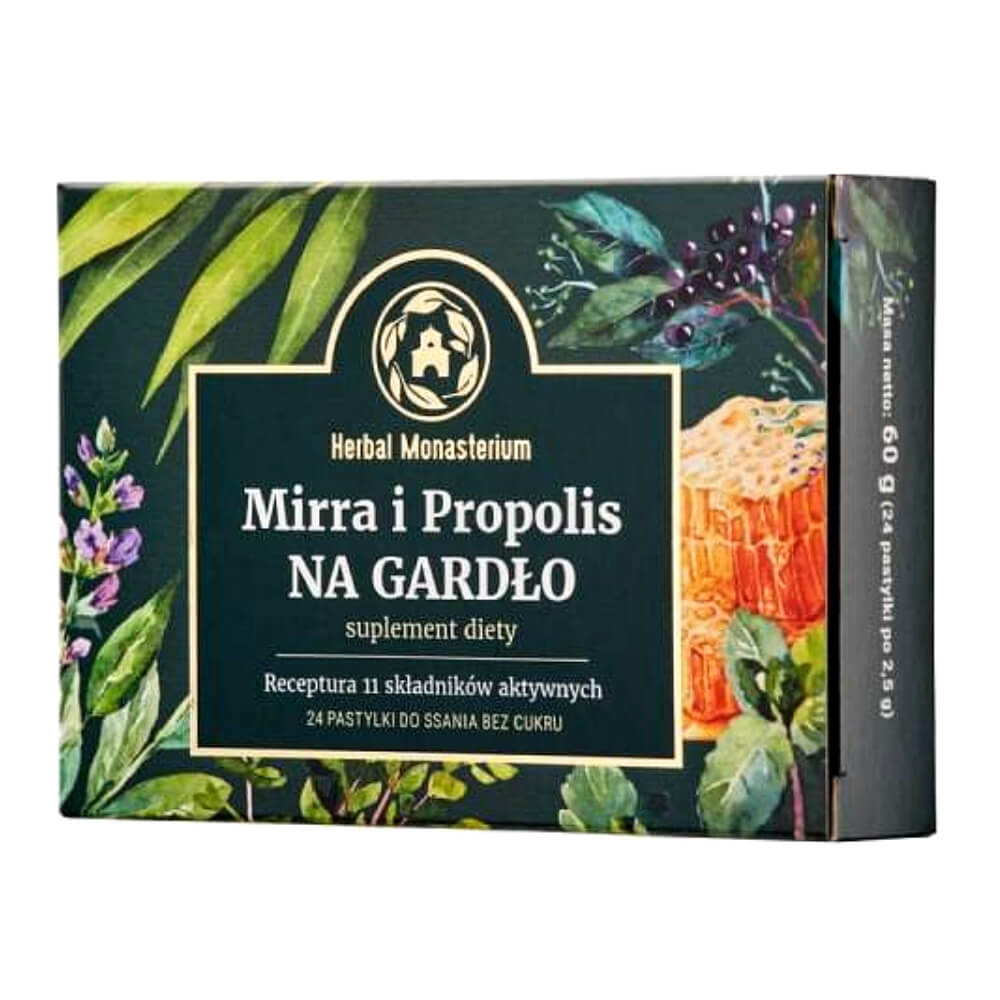 Myrrhe et propolis pour la gorge sans sucre 24 pastilles HERBAL MONASTERIUM