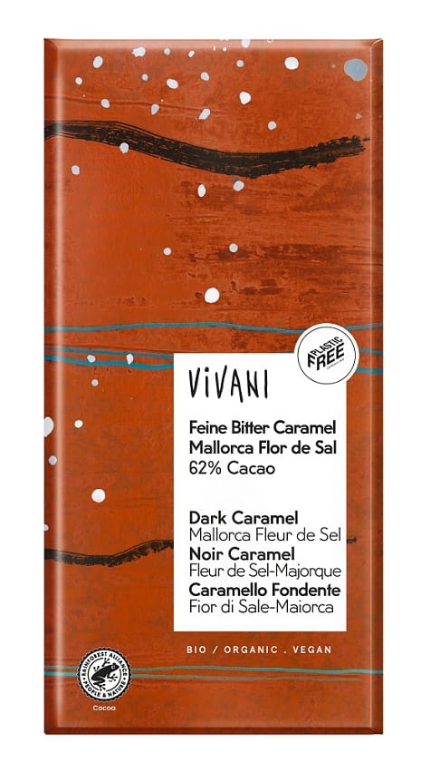 Chocolat amer aux éclats de caramel et fleur de sel BIO 80 g - VIVANI