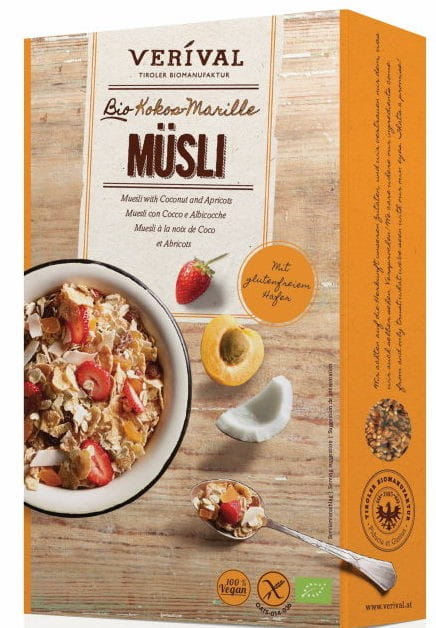 Muesli à la noix de coco et aux abricots sans gluten 325g EKO VERIVAL