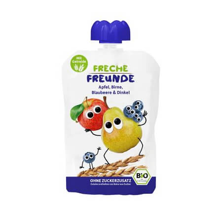 Jus mousse pour enfant poire myrtille épeautre 100g ECO ERDBAR