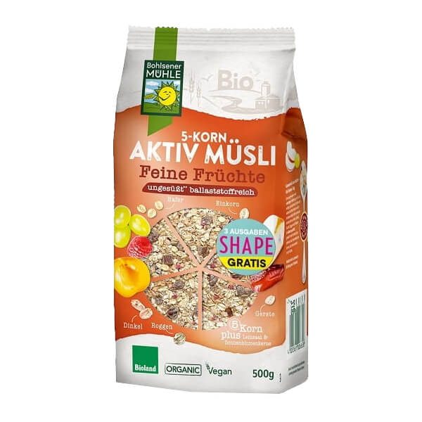 Muesli 5 céréales aux fruits sans sucre ajouté BIO 500 g - BOHLSENER MUEHLE