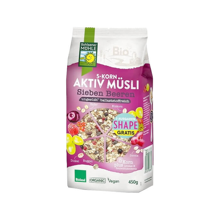 Muesli 5 céréales aux baies sans sucre ajouté BIO 450 g - BOHLSENER MUEHLE