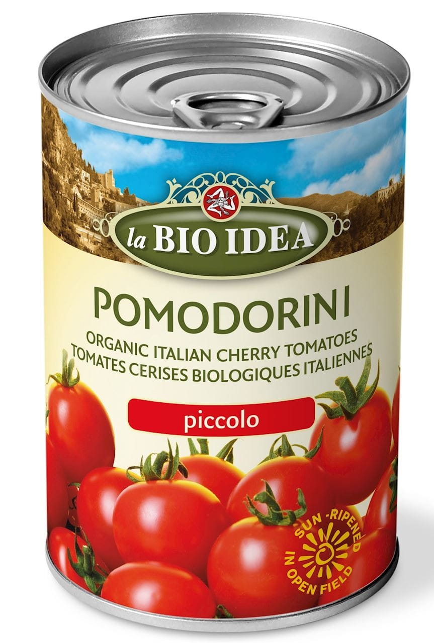 Tomates cerises à la sauce tomate BIO 400 g (boîte) - LA BIO IDEA
