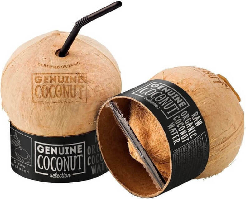Noix de coco BIO avec une épingle et une paille (environ 0,50 kg) - COCO AUTHENTIQUE