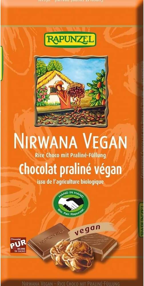 Chocolat de couverture fourré praliné nirvana BIO 100 g - RAIPONCE