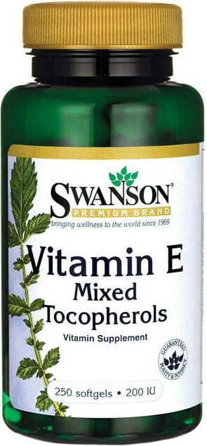 Vitamine E 200iu un mélange de tocophérols vitamine E tocophérols mixtes 250 gélules SWANSON