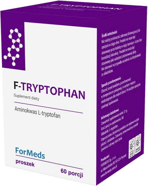 F - tryptophane L - tryptophane 350mg 60 portions 21g FORMEDS