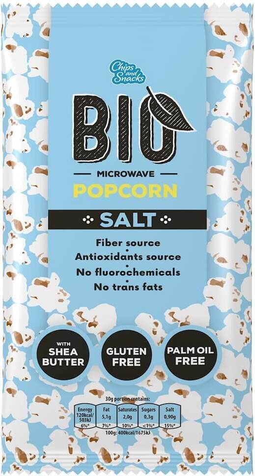 Popcorn salé micro-ondable BIO 90 g - CHIPS & SNACKS