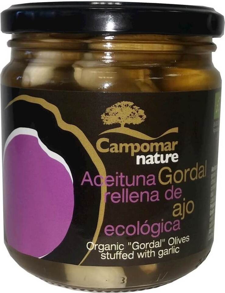 Olives vertes Gordal à l'ail BIO 350 g - CAMPOMAR NATURE