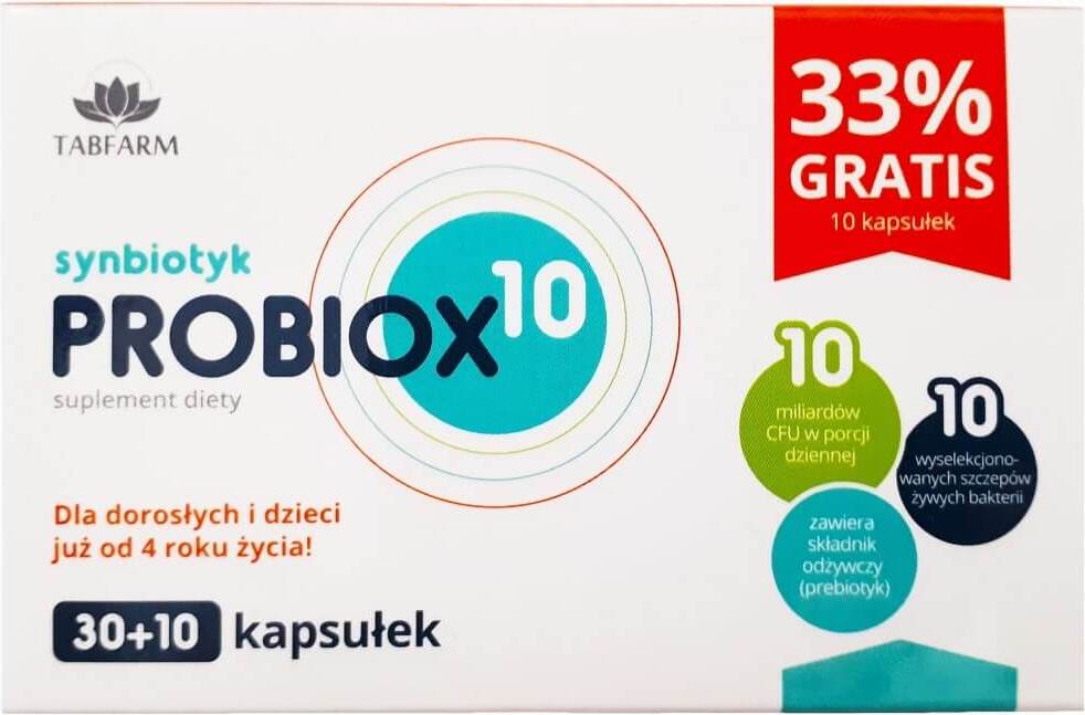 Probiox 10 synbiotique 10 milliards d'ufc 30 + 10 gélules TABFARM