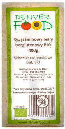Riz au jasmin blanc sans gluten BIO 400g DENVER FOOD