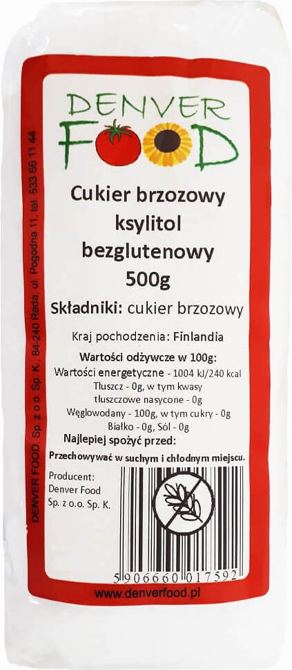 Sucre de bouleau xylitol Finlandais sans gluten 500g DENVER FOOD