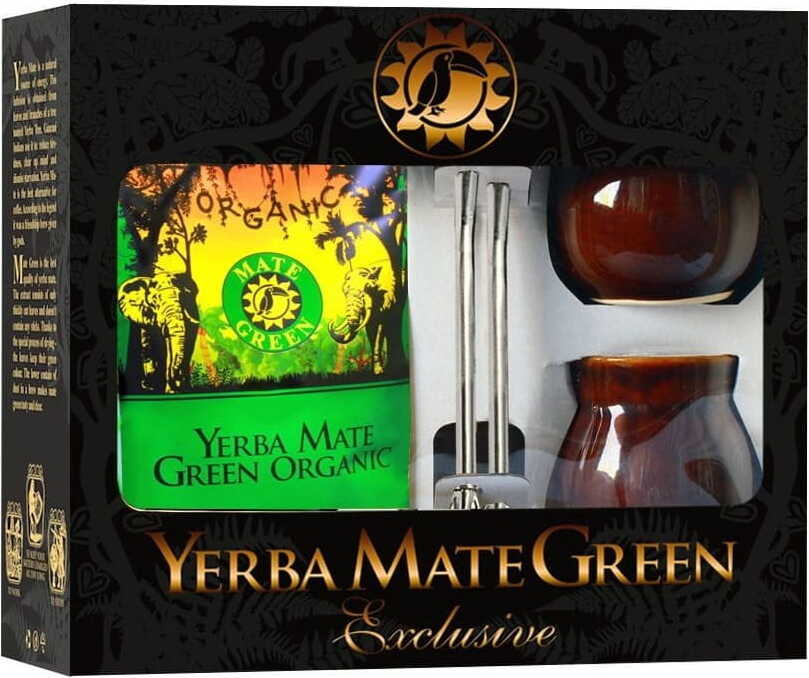 Coffret pour deux yerba maté BIO 400 g 2 x matero 2 x bombilla - MATE BIO VERT