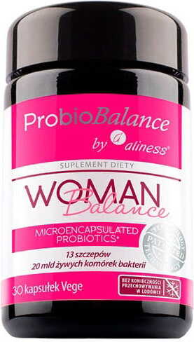 Probiobalance équilibre femme probiotique microcapsulé 13 souches 20 milliards de bactéries 30 gélules ALINESS