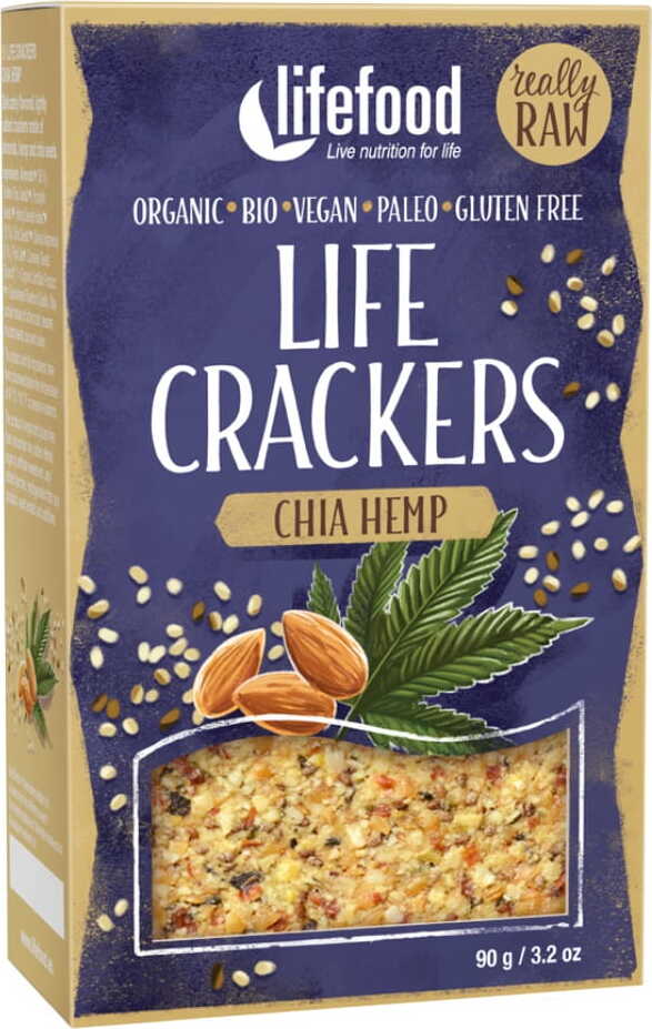 Crackers aux graines de chanvre et chia cru BIO 90 g - LIFEFOOD