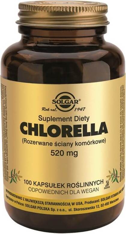 Chlorella parois cellulaires brisées 520mg 100 gélules SOLGAR